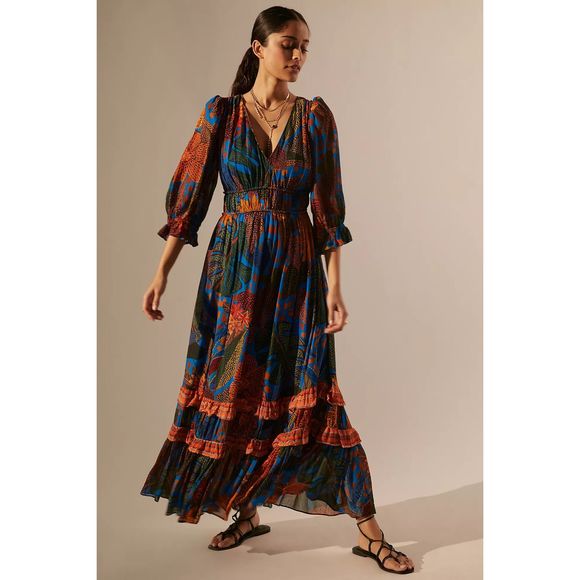 Anthropologie Dresses & Skirts - New Anthropologie x Farm Rio Puff Sleeve Maxi Dress sz XS